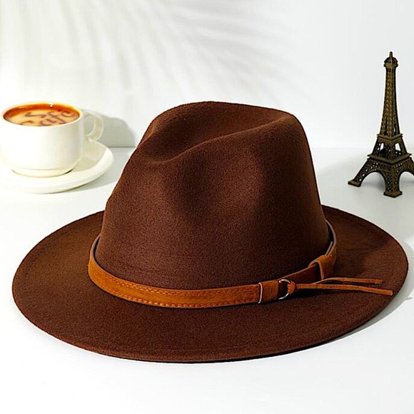 Fedora Brown Hat Unisex Classy Chic Men Women - Picture 10 of 11